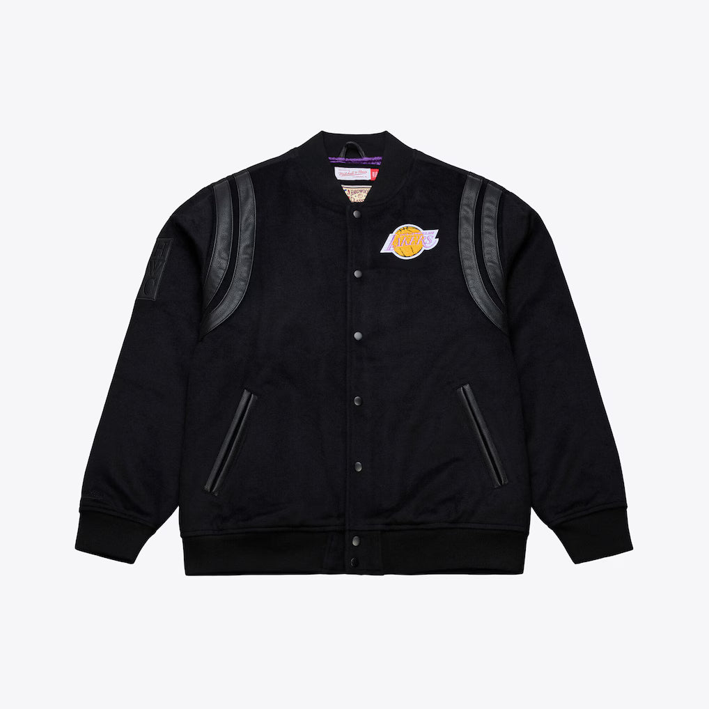 Los Angeles Lakers Black Hardwood Classics Walk the Tunnel Varsity Full-Snap Jacket