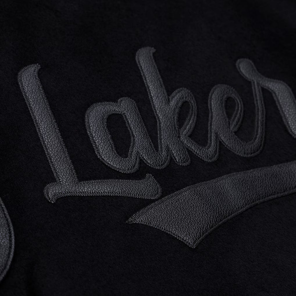 Los Angeles Lakers Black Hardwood Classics Walk the Tunnel Varsity Full-Snap Jacket