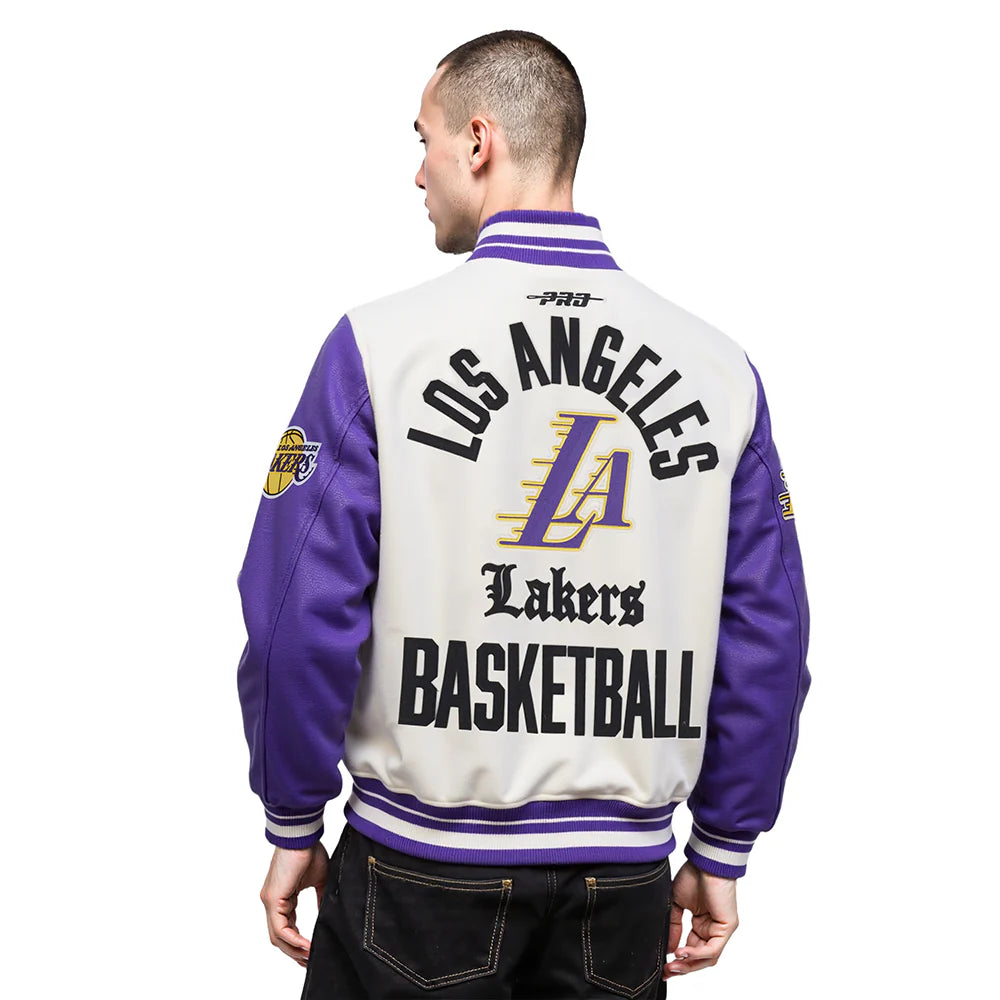 NBA LOS ANGELES LAKERS MODERN ORIGINALS MEN'S RIB WOOL VARSITY JACKET