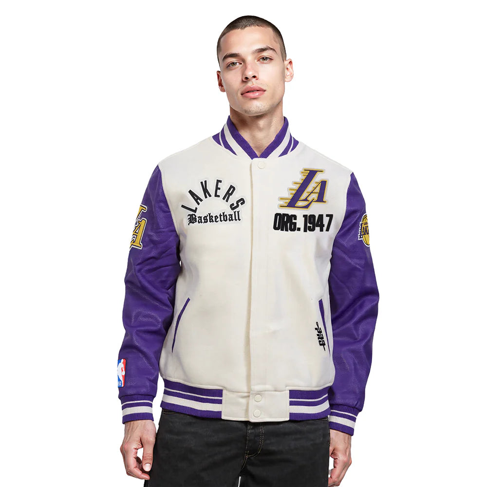 NBA LOS ANGELES LAKERS MODERN ORIGINALS MEN'S RIB WOOL VARSITY JACKET