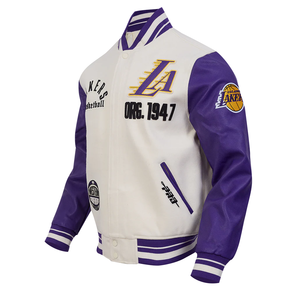 NBA LOS ANGELES LAKERS MODERN ORIGINALS MEN'S RIB WOOL VARSITY JACKET