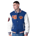 Men's New York Knicks G-III Sports by Carl Banks Blue Moneyball Wool & Leather Full-Snap Varsity Jacket